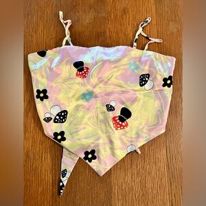 Mushroom and Flower Print Bandana Style Crop Top